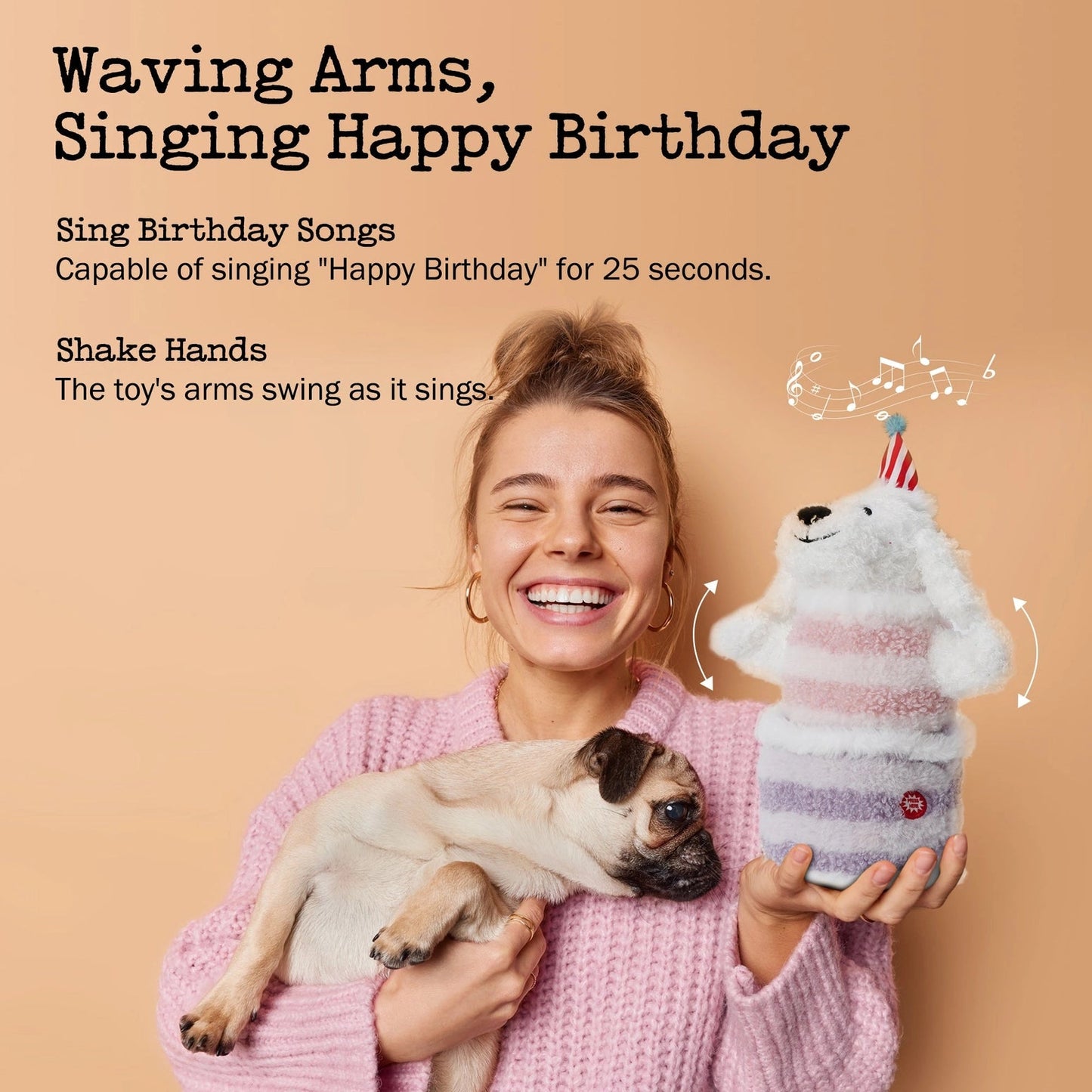 Nocciola Fuzzwoof Singing and Dancing Birthday Cake Dog Toy Nocciola