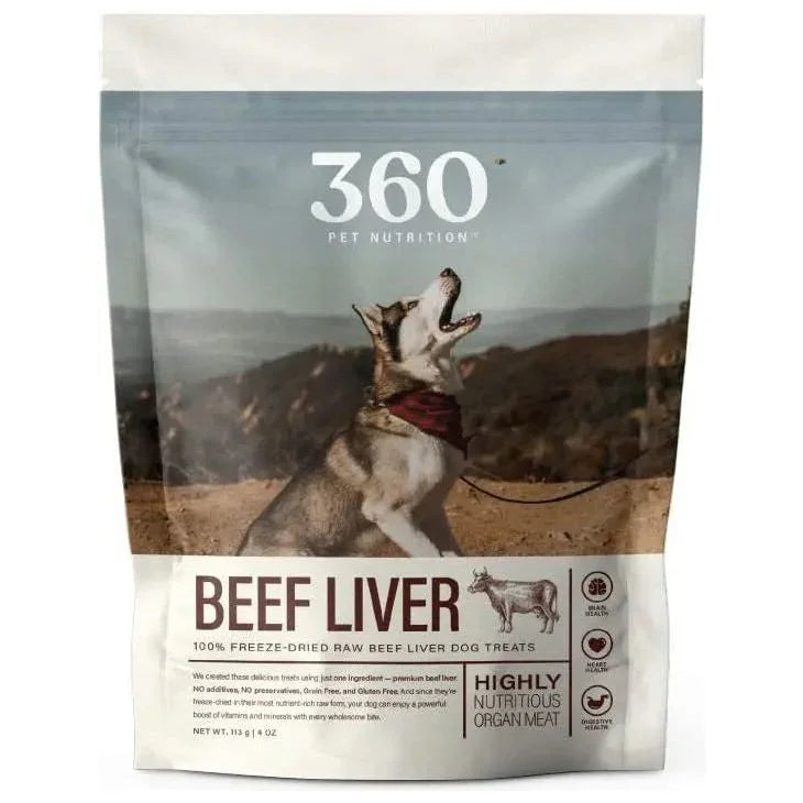 360 Pet Nutrition Beef Liver Grain - Free Raw Freeze - Dried Dog Treats 4oz - Talis Us