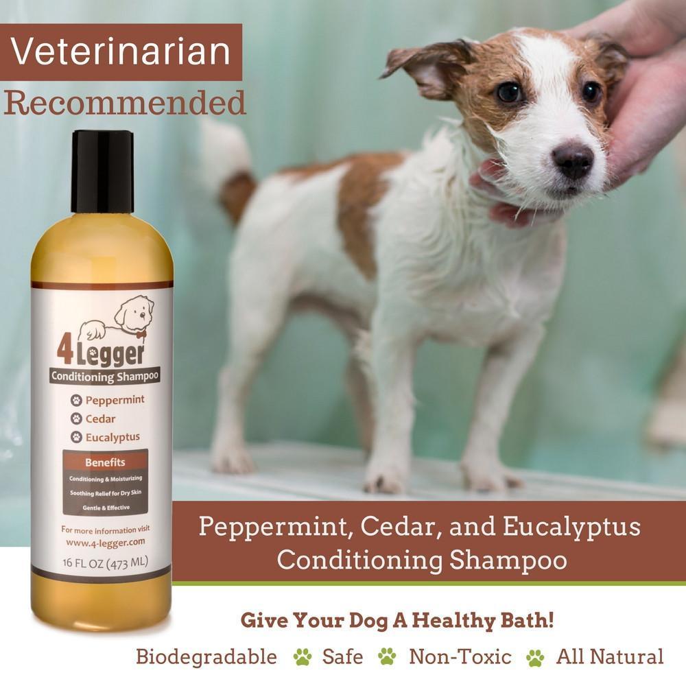 Natural cedar dog shampoo by 4-Legger, safe and non-toxic for healthy dog baths