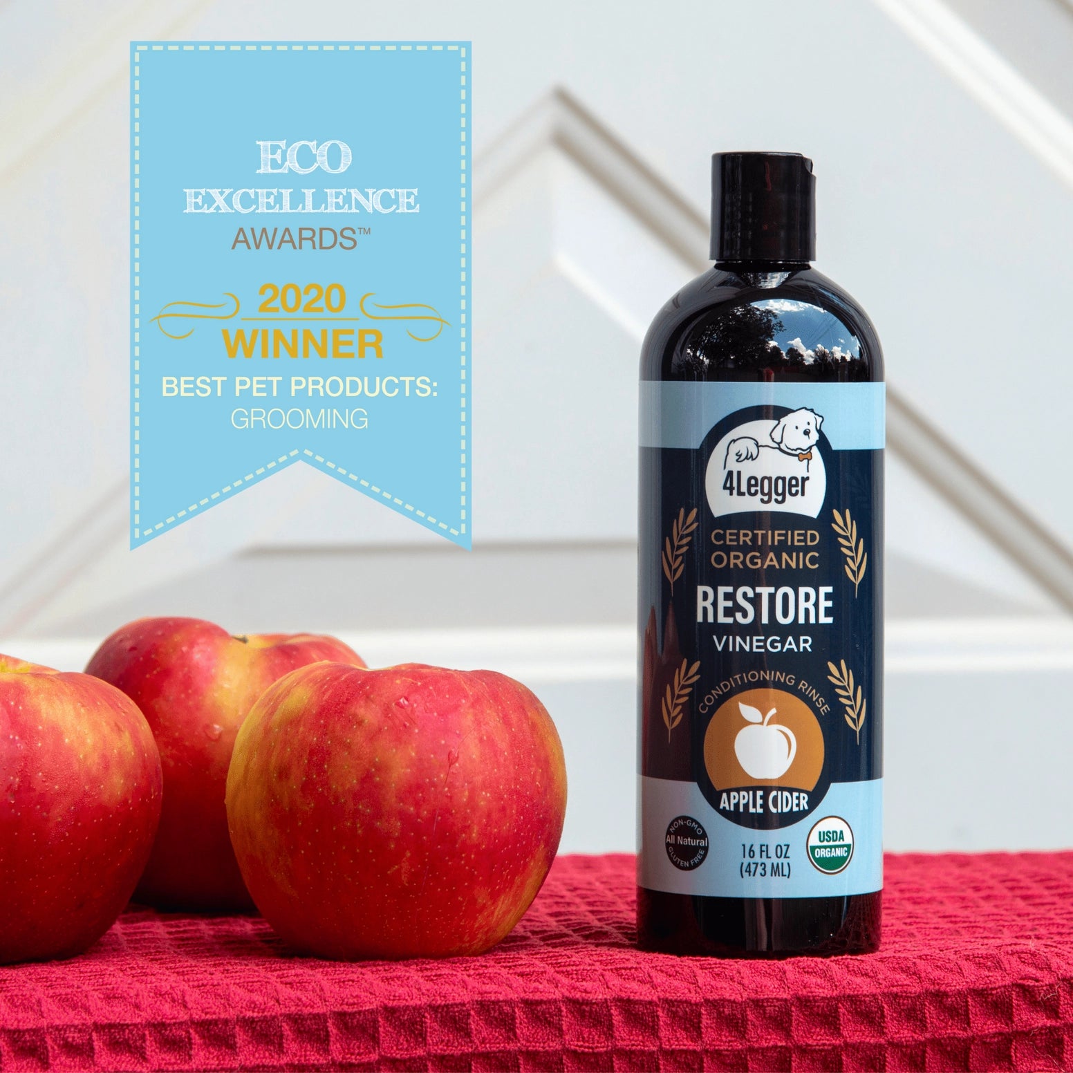 4-Legger Organic Apple Cider Vinegar Dog Rinse for healthy coat and skin care