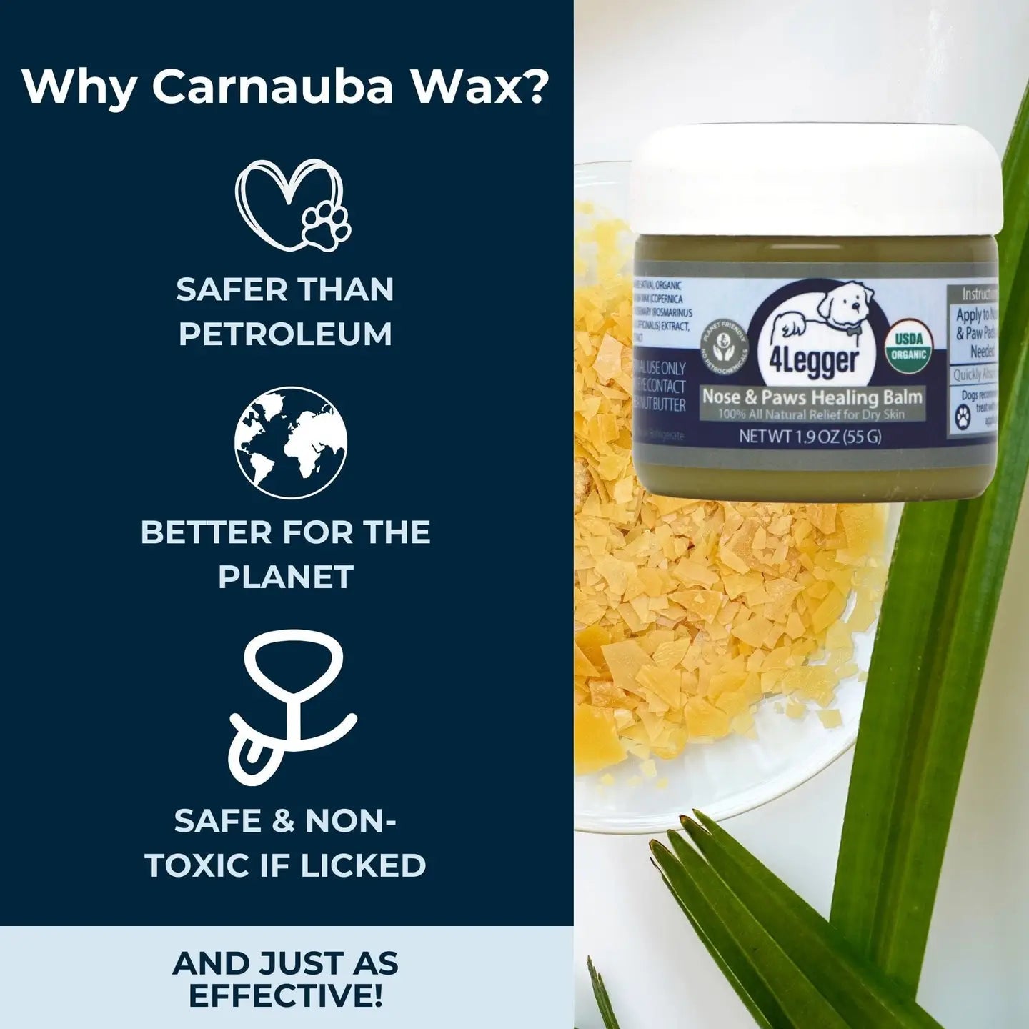 4-Legger organic dog nose and paw balm in a jar with natural ingredients for safe pet care