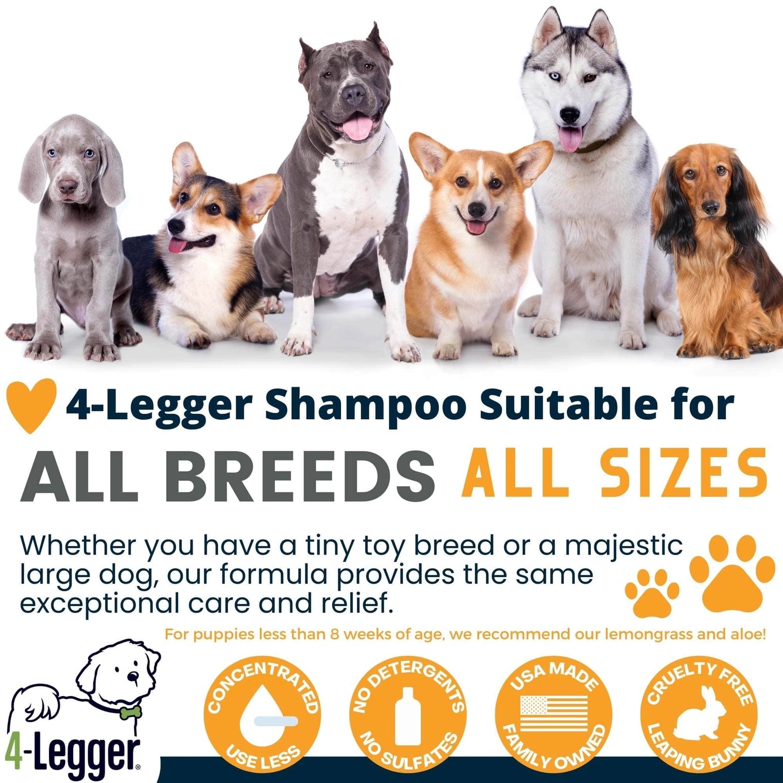 4-Legger organic neem dog shampoo suitable for all breeds and sizes with gentle formula for pets