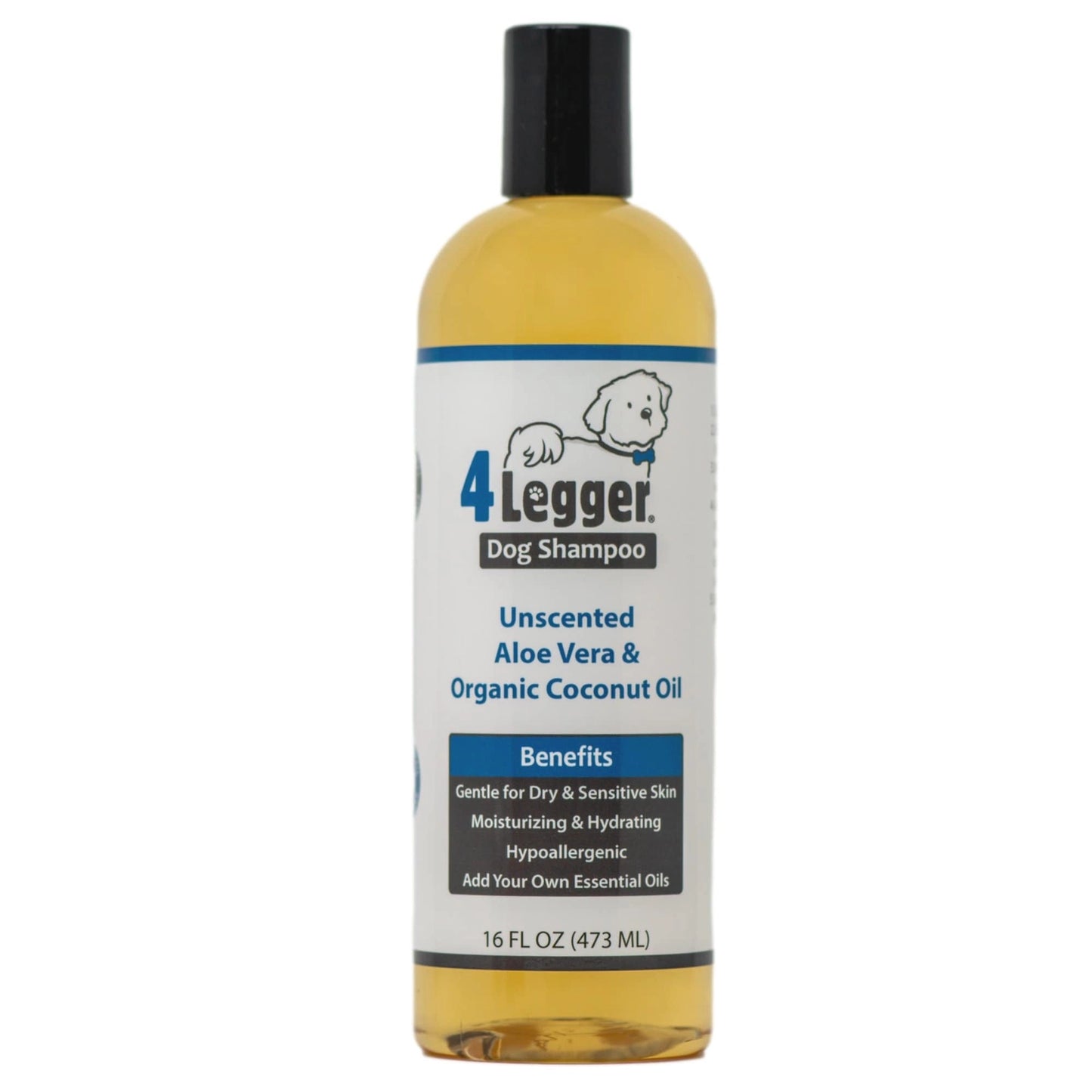 4-Legger Unscented Hypoallergenic Dog Shampoo with Aloe Vera and Coconut Oil for Moisturizing Dry Skin
