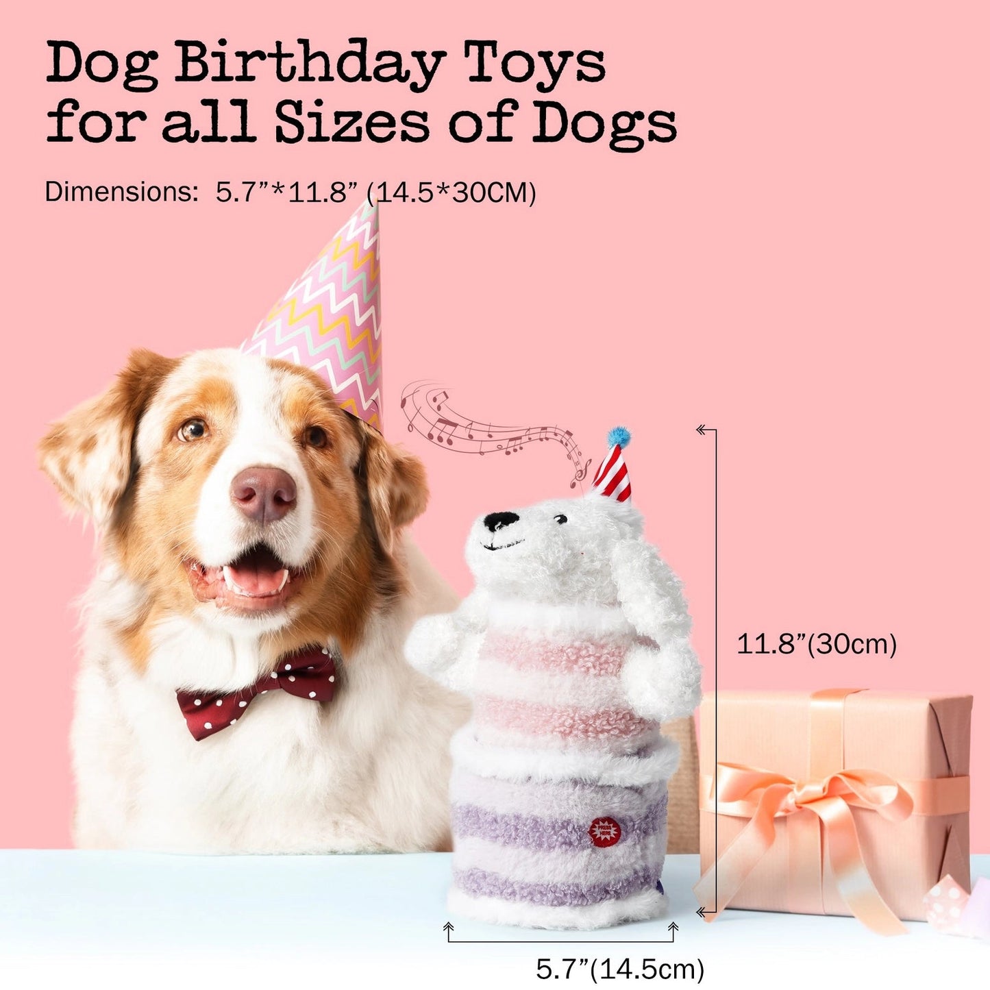 Nocciola Fuzzwoof Singing and Dancing Birthday Cake Dog Toy Nocciola
