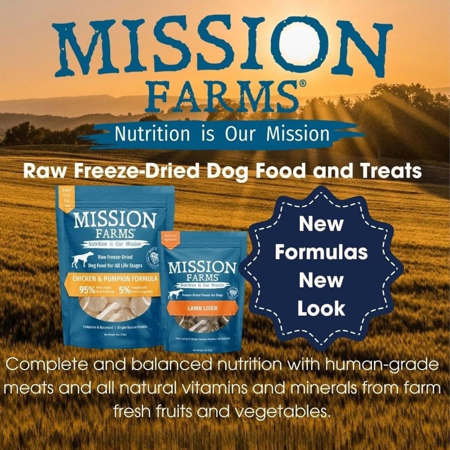Mission Farms Cage-Free Chicken & Pumpkin Freeze-Dried Dog Food 14oz