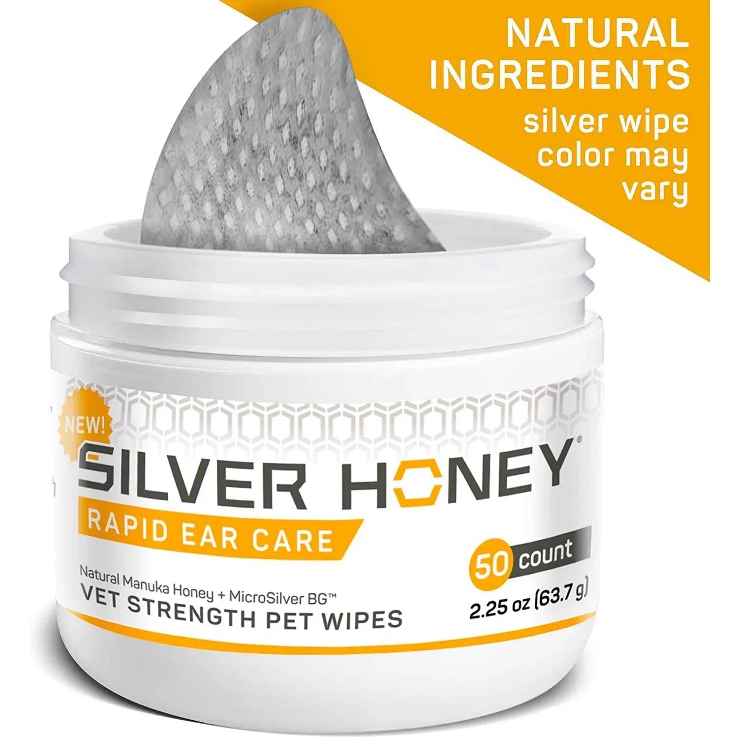 Absorbine Pet Silver Honey Rapid Ear Care Vet Strength Pet Wipes, 50ct, Absorbine Pet