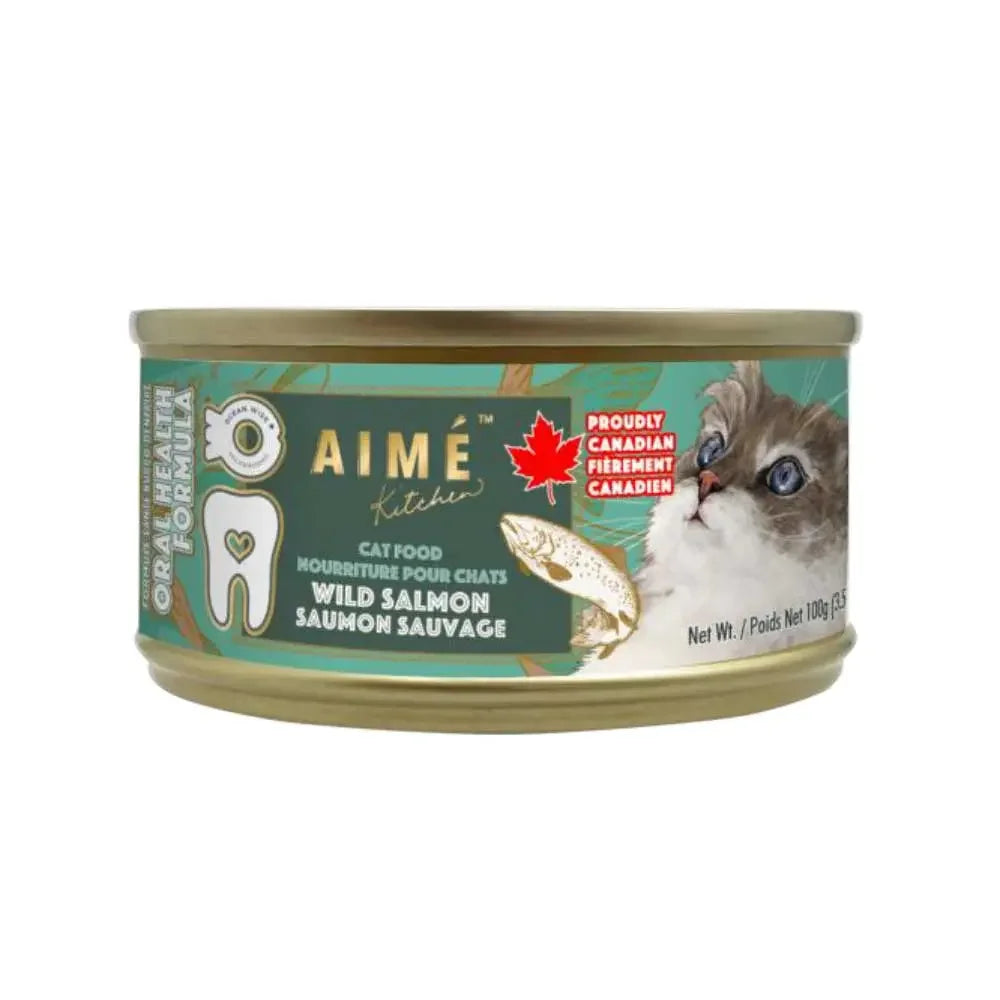 Aime Kitchen Oral Health Minced Wild Salmon Wet Cat Food 24/3.5oz Aime Kitchen
