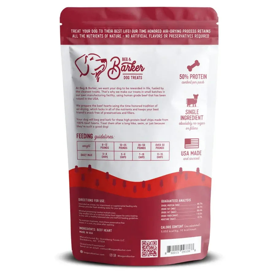Beg & Barker Beef Heart Chips Dog Treats Beg & Barker