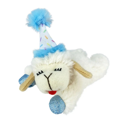 Multipet Lamb Chop w/ Birthday Hat Cat Toy 4" Multipet