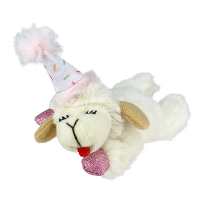 Multipet Lamb Chop w/ Birthday Hat Cat Toy 4" Multipet