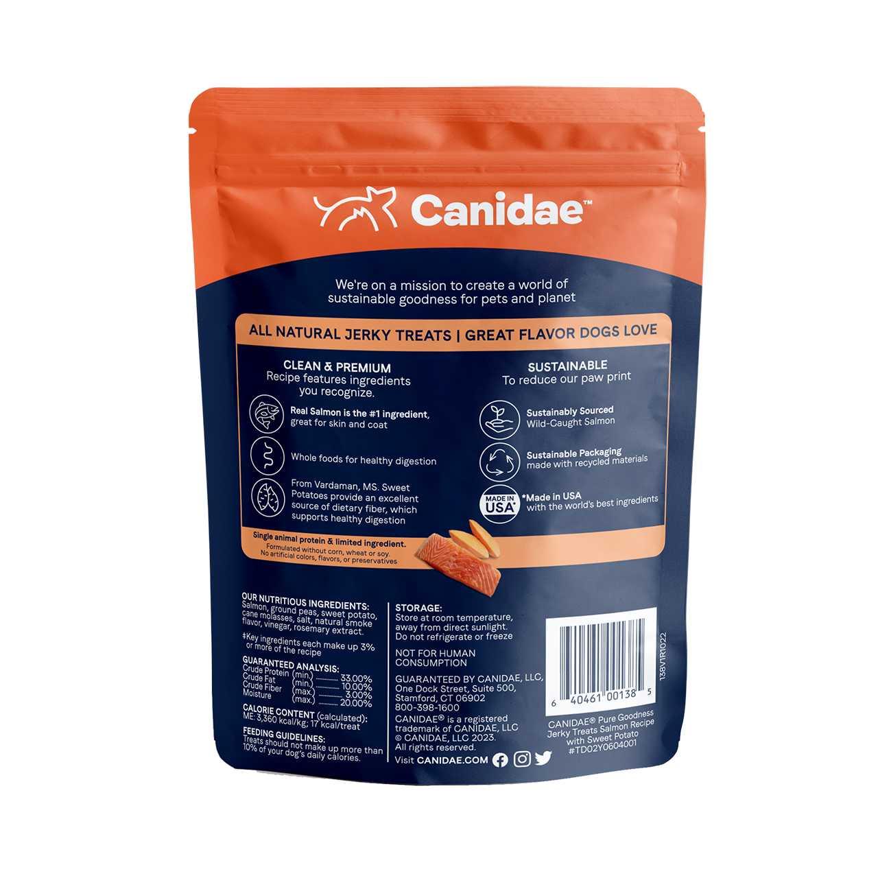 CANIDAE PURE Salmon Jerky w/Sweet Potato Dog Treats 4 oz CANIDAE