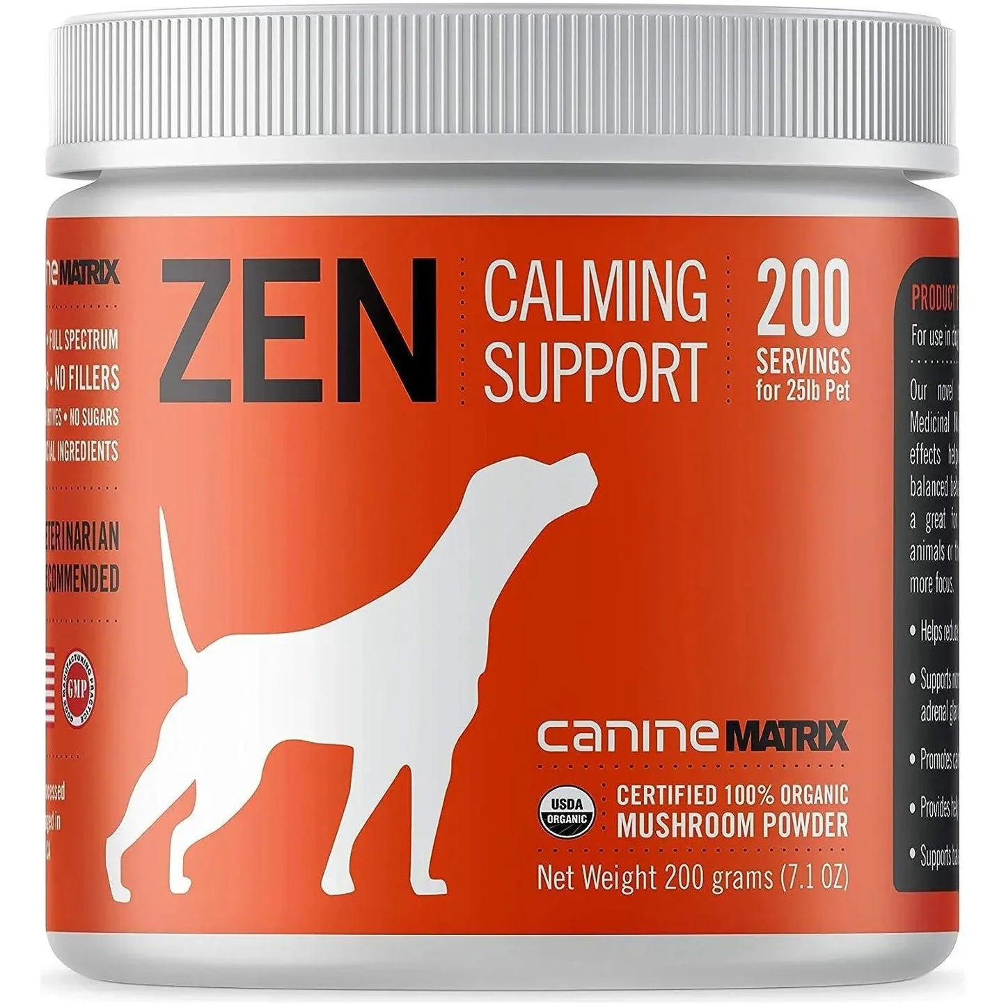 Canine Matrix Zen Calming Support Dog Supplement 200g Mushroom Matrix