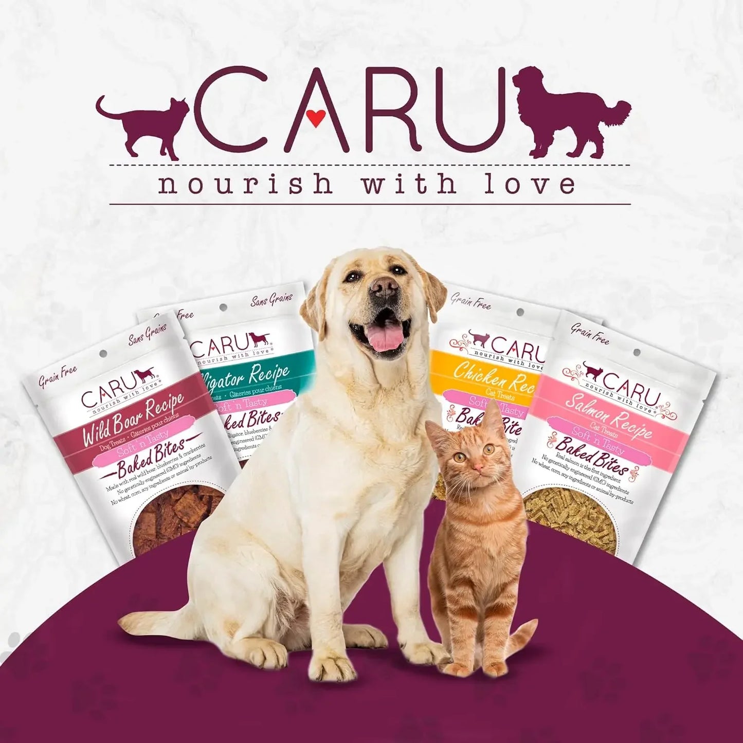 Caru Pet Food Soft 'n Tasty Baked Bites Alligator Recipe Grain-Free Dog Treats Caru Pet Food
