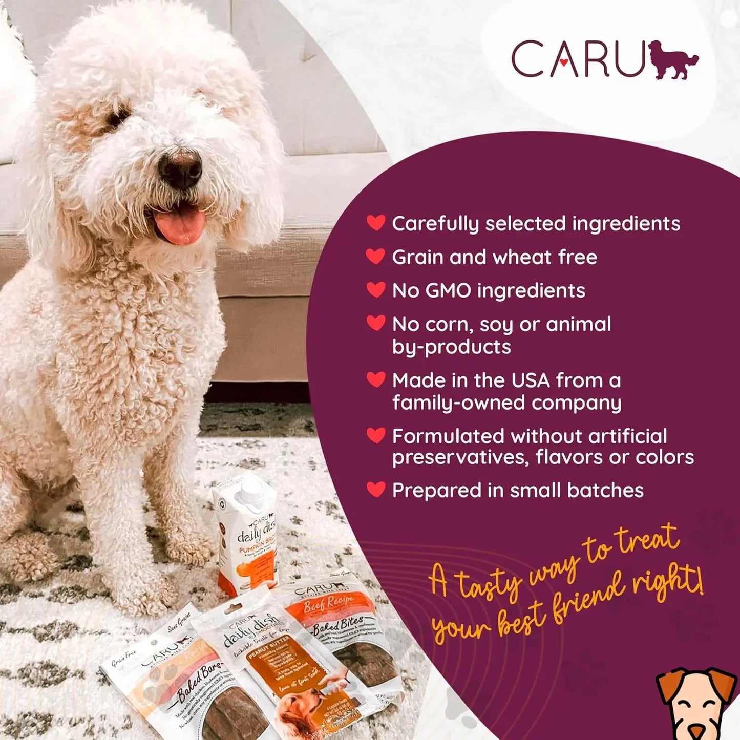 Caru Pet Food Soft 'n Tasty Baked Bites Alligator Recipe Grain-Free Dog Treats Caru Pet Food