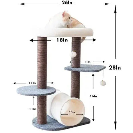 Catry, Lifted Cat Tree Cat Tower with Tunnel and Pom Poms PetPals Group