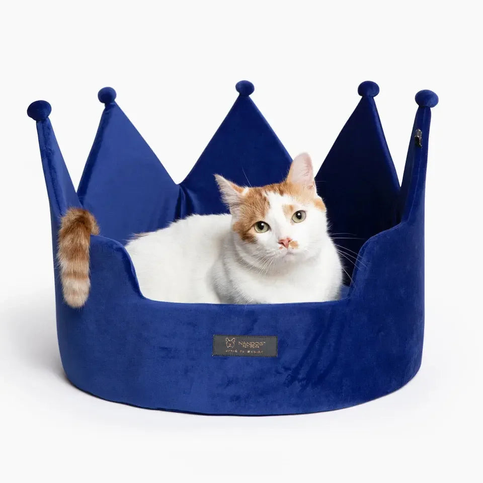 Crown Pet Bed Micro Plush Royal Blue Large Nandog