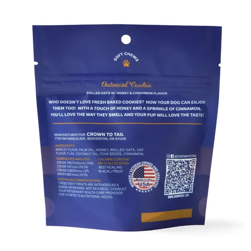 Crown to Tail Oatmeal Cookie Soft Chew Dog Treats Crown to Tail
