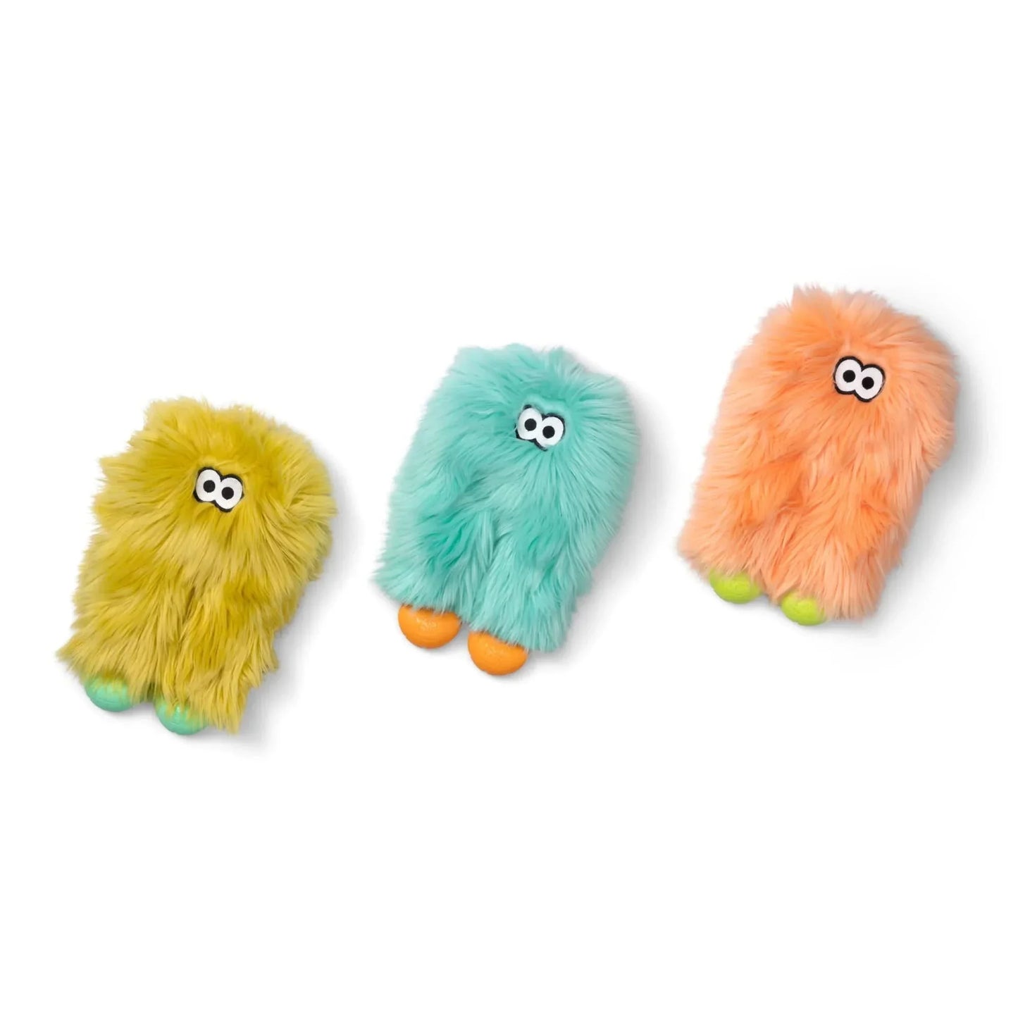 West Paw squeaky plush dog toy set in vibrant colors for playful pups