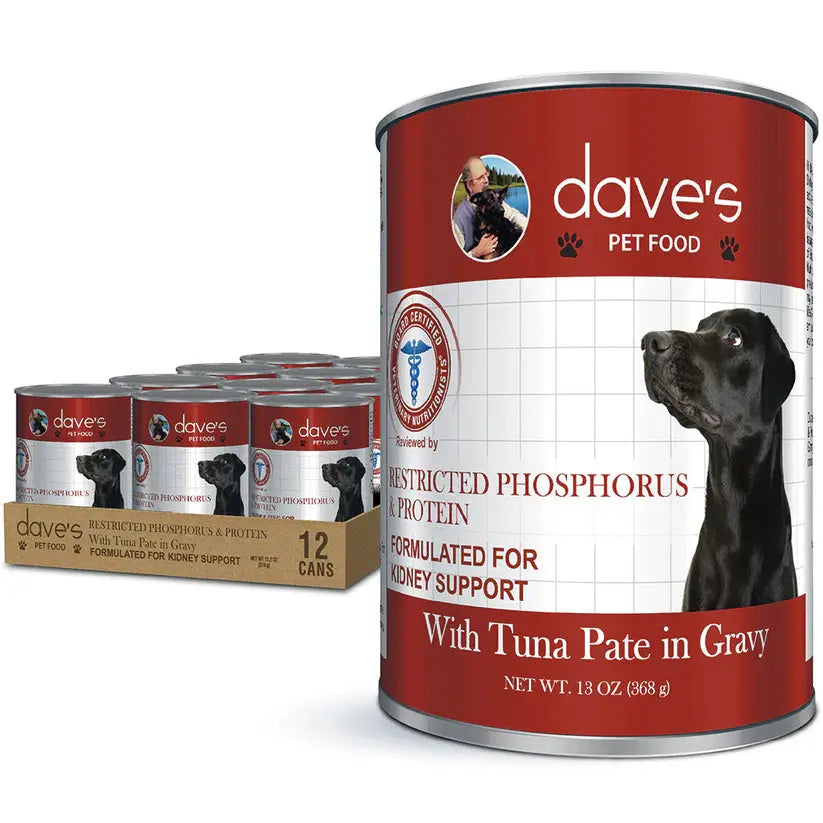Dave's Pet Food Veterinarian Formulated Restricted Phosphorus & Protein Kidney Support, Tuna Pate in Gravy Wet Dog Food Dave's Pet Food