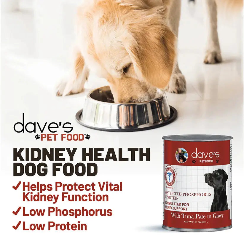 Dave's Pet Food Veterinarian Formulated Restricted Phosphorus & Protein Kidney Support, Tuna Pate in Gravy Wet Dog Food Dave's Pet Food