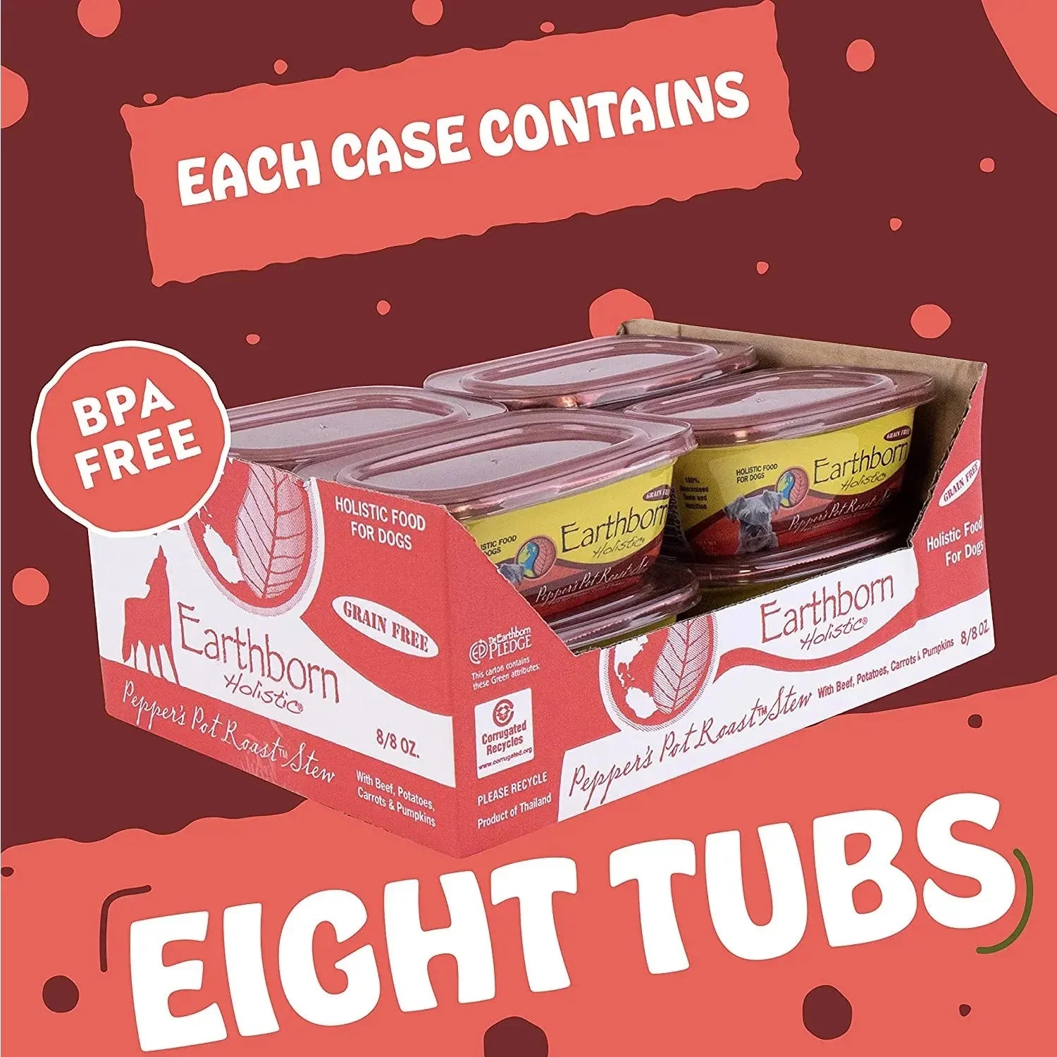 Earthborn Holistic Pepper's Pot Roast Stew Grain-Free Beef Wet Dog Food 8ea/8 oz Earthborn Holistic