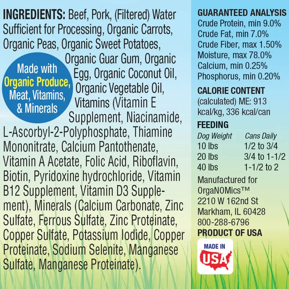 Evanger's OrgaNOMics Beef & Pork Dinner Grain-Free Pate Wet Dog Food 12/12.5oz Evanger's