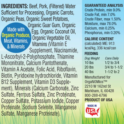 Evanger's OrgaNOMics Beef & Pork Dinner Grain-Free Pate Wet Dog Food 12/12.5oz Evanger's