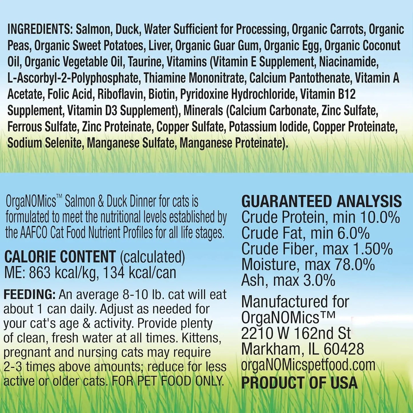 Evanger's OrgaNOMics Salmon & Duck Dinner Grain-Free Pate Wet Cat Food 24/5.5oz Evanger's