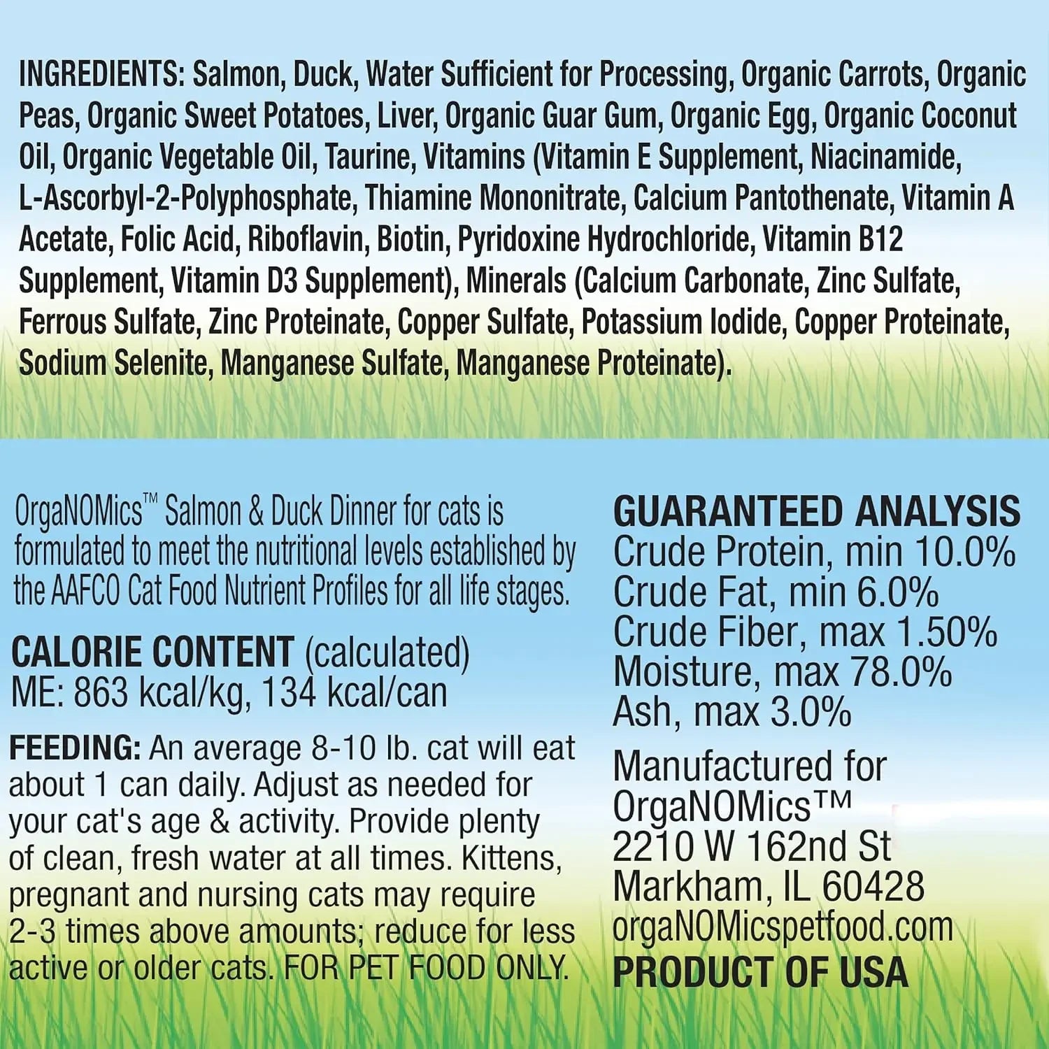 Evanger's OrgaNOMics Salmon & Duck Dinner Grain-Free Pate Wet Cat Food 24/5.5oz Evanger's