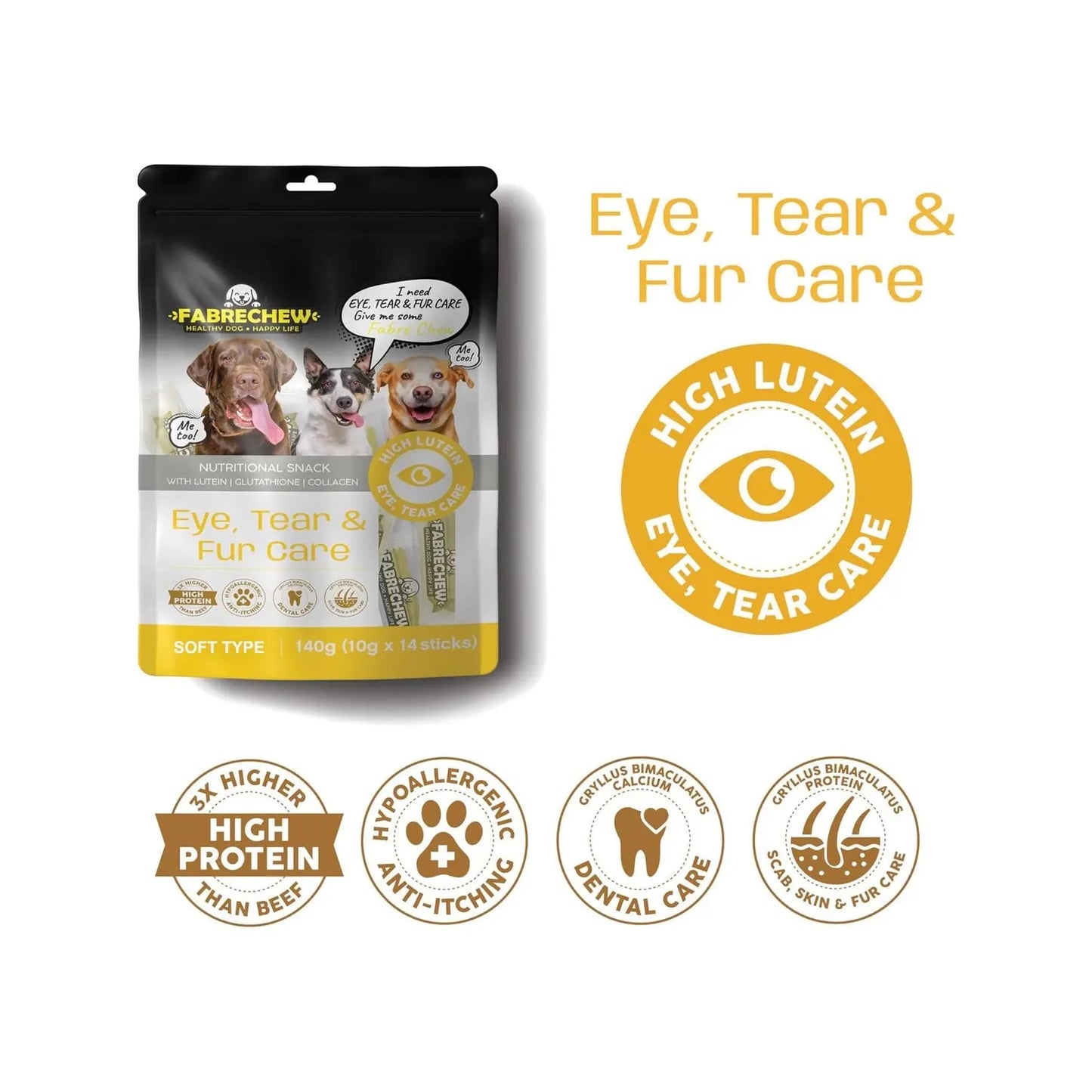Fabrechew Hypoallergenic Cricket Dental Dog Treats Puppia