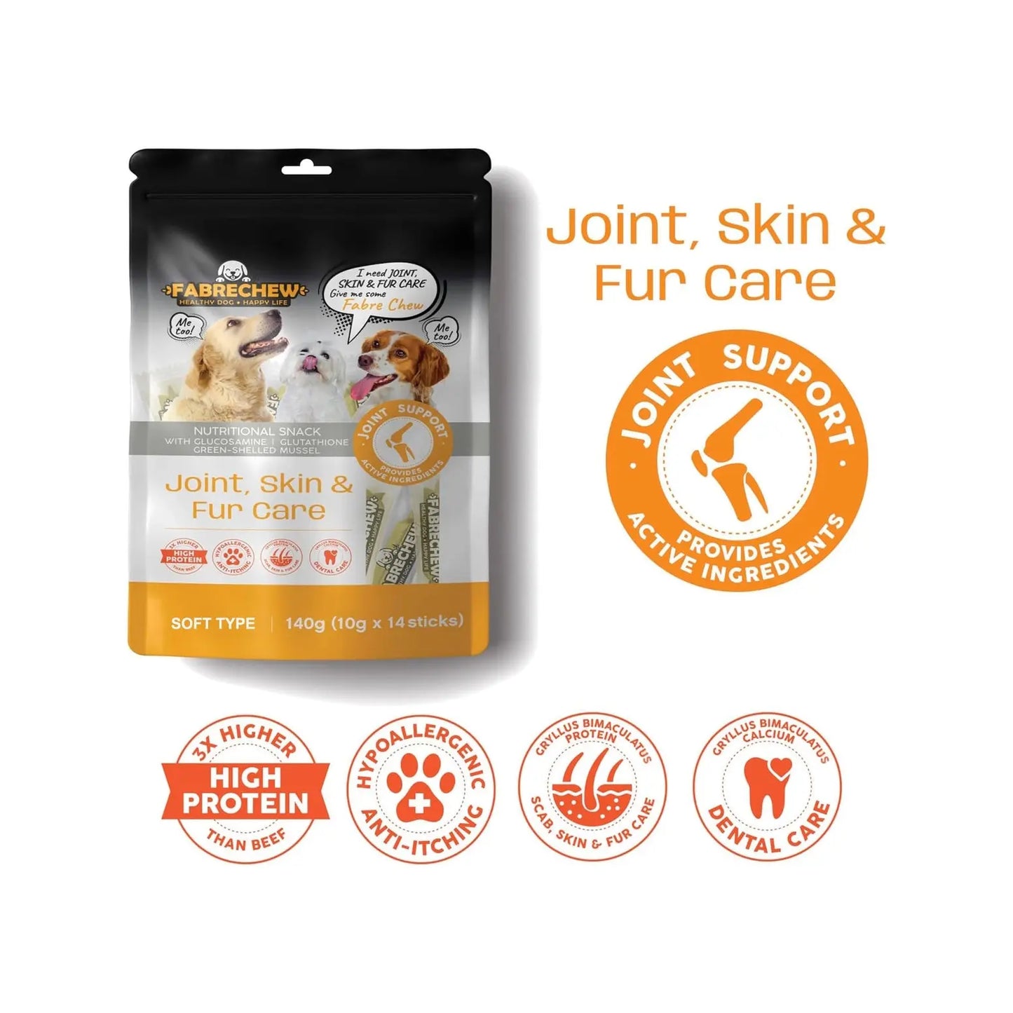 Fabrechew Hypoallergenic Cricket Dental Dog Treats Puppia