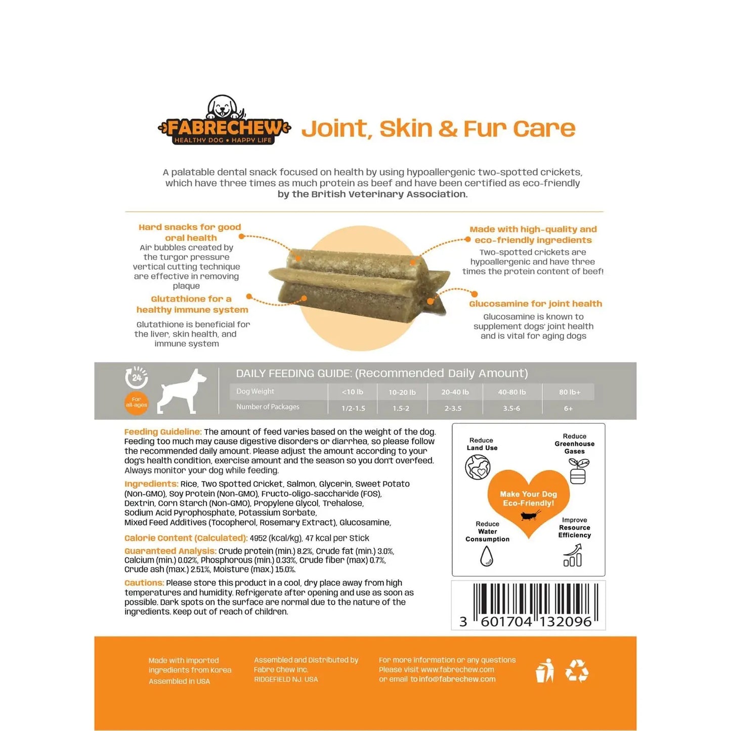 Fabrechew Hypoallergenic Cricket Dental Dog Treats Puppia