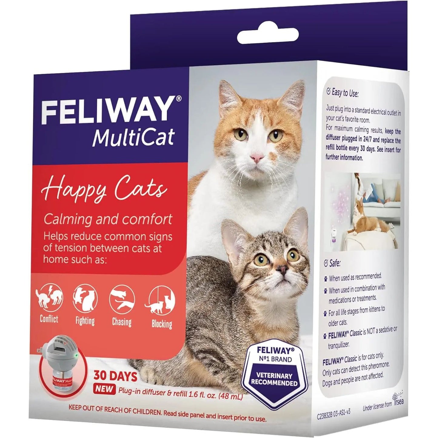 Feliway MultiCat Calming Pheromone Diffuser 30 Day Starter Kit 48 mL Feliway