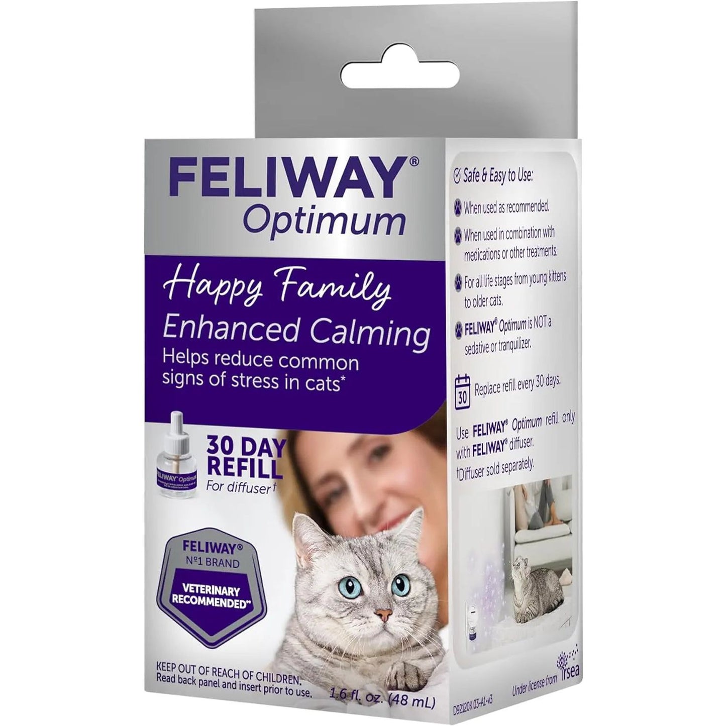 Feliway Optimum Enhanced Calming Pheromone 30-day Refill by Feliway helps reduce common signs of cat stress, promoting a happier home.
