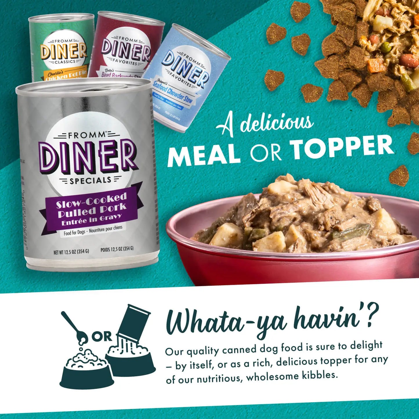 Fromm Diner Specials Slow-Cooked Pulled Pork Entree in Gravy Wet Dog Food 12 / 12.5 oz Fromm