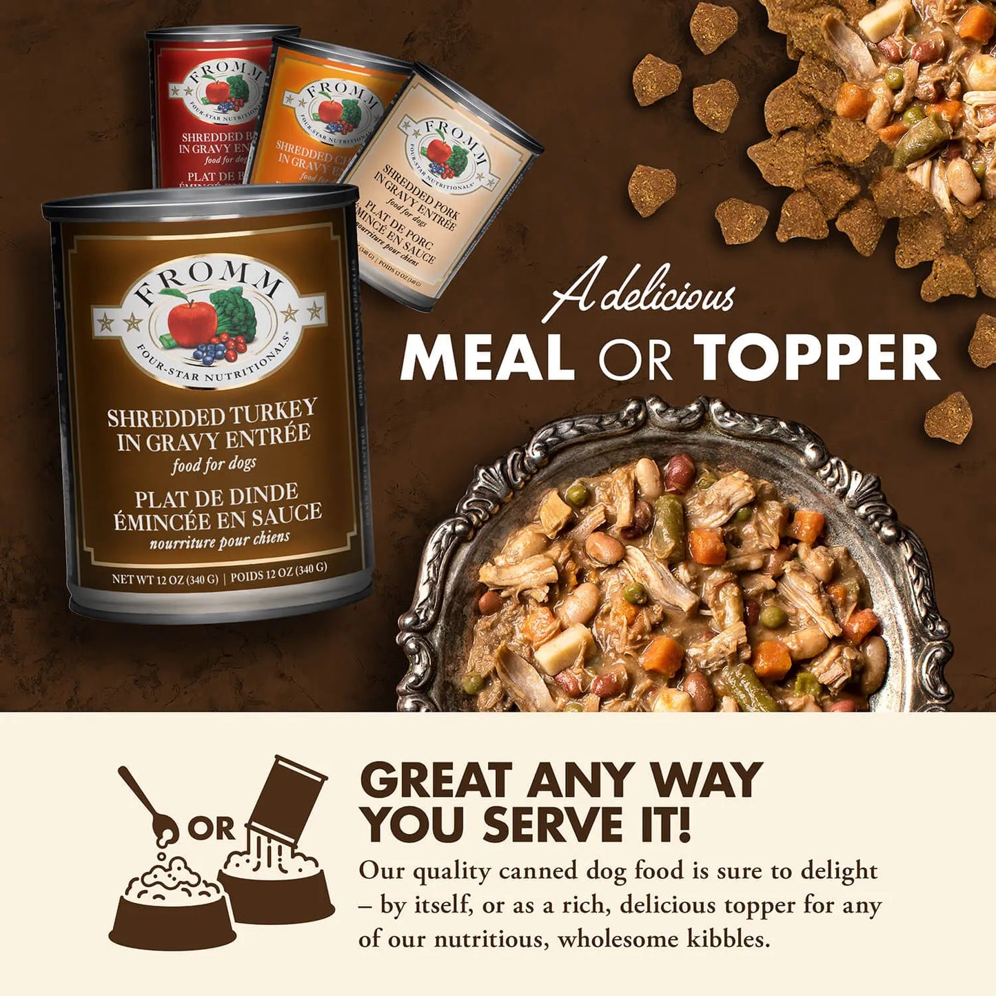 Fromm Four Star Nutritionals Shredded Turkey in Gravy Entrée Wet Dog Food 12 / 12 oz Fromm