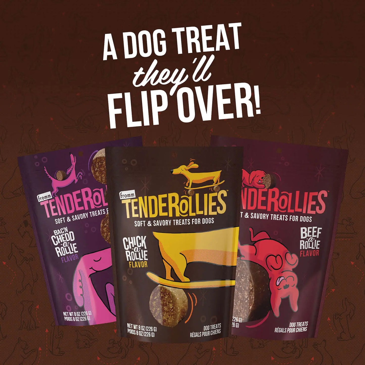 Fromm Tenderollies Beef-a-Rollie Flavor Soft & Savory Treats for Dogs 8 oz Fromm