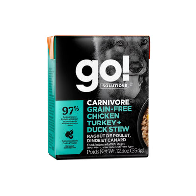 Go! Solutions Carnivore Grain-Free Chicken, Turkey & Duck Stew Dog Food 12ea/12.5 oz Petcurean Pet Foods