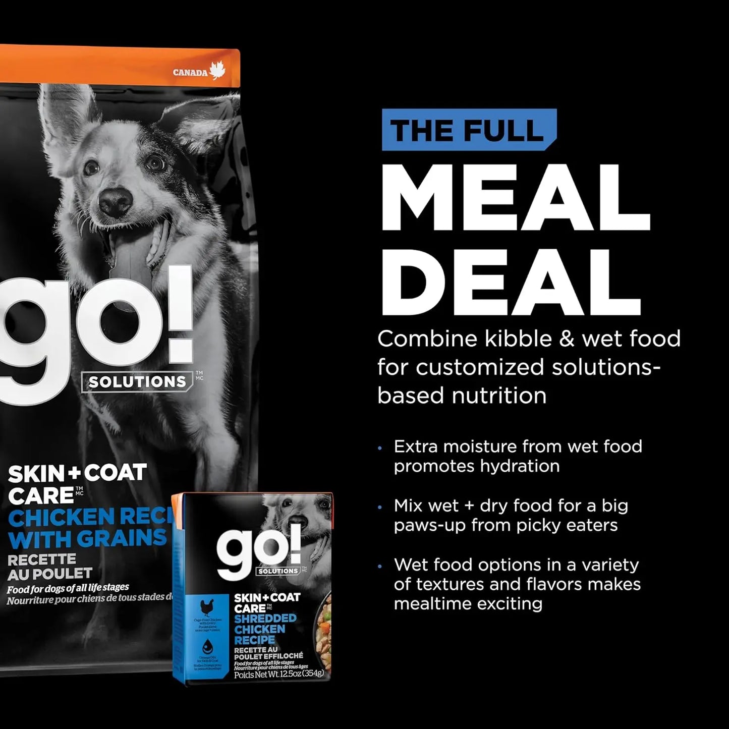 Go! Solutions Skin + Coat Care Shredded Chicken Dog Food 12ea/12.5 oz Petcurean Pet Foods