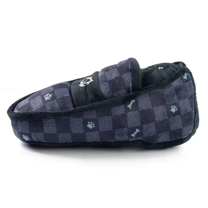 Haute Diggity Dog Black Checker Chewy Vuiton Loafer Squeaker Dog Toy Haute Diggity Dog