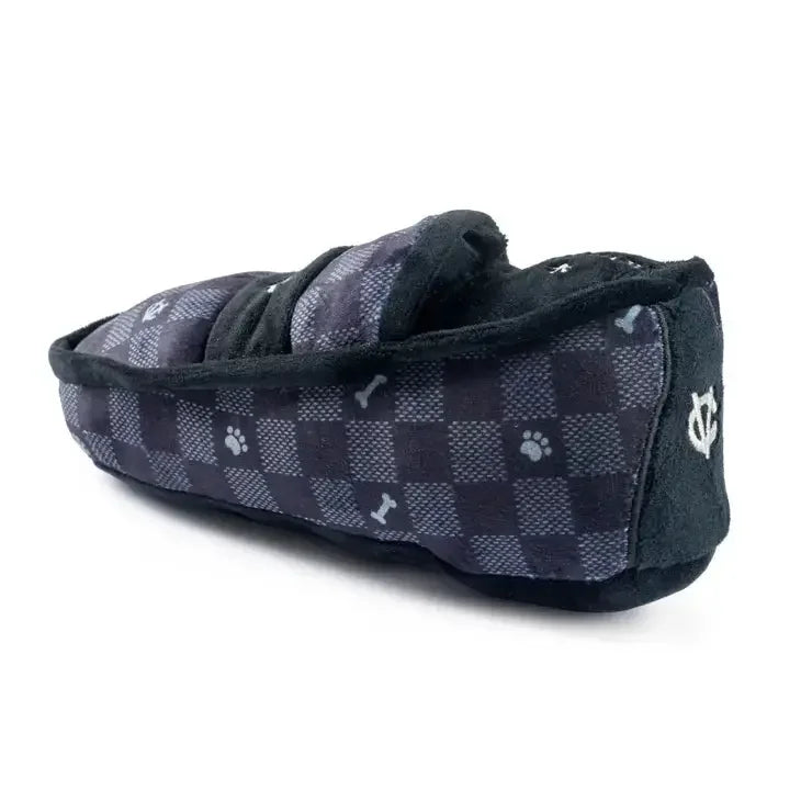 Haute Diggity Dog Black Checker Chewy Vuiton Loafer Squeaker Dog Toy Haute Diggity Dog