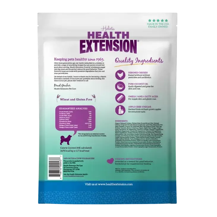 Health Extension Crunchy Dog Treats with Chicken 1 lb Health Extension