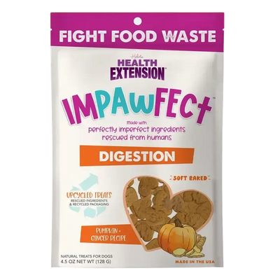 Health Extension Impawfect Pumpkin & Ginger Soft & Chewy DogTreats for Digestive Support 4.5oz Health Extension