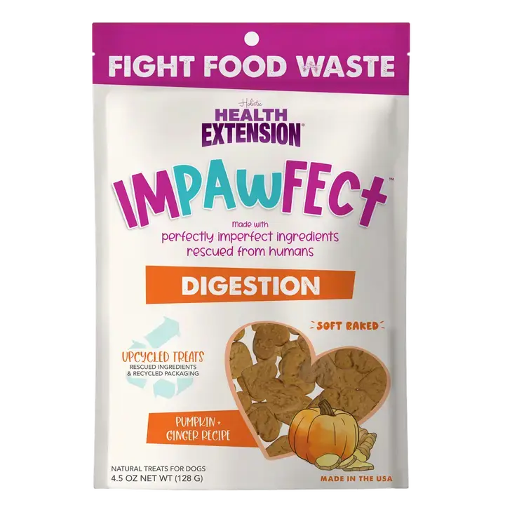 Health Extension Impawfect Pumpkin & Ginger Soft & Chewy DogTreats for Digestive Support 4.5oz Health Extension