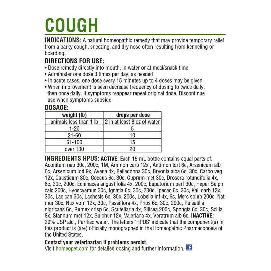 Homeopet® Cough Drops for Pets 15 Ml Homeopet®