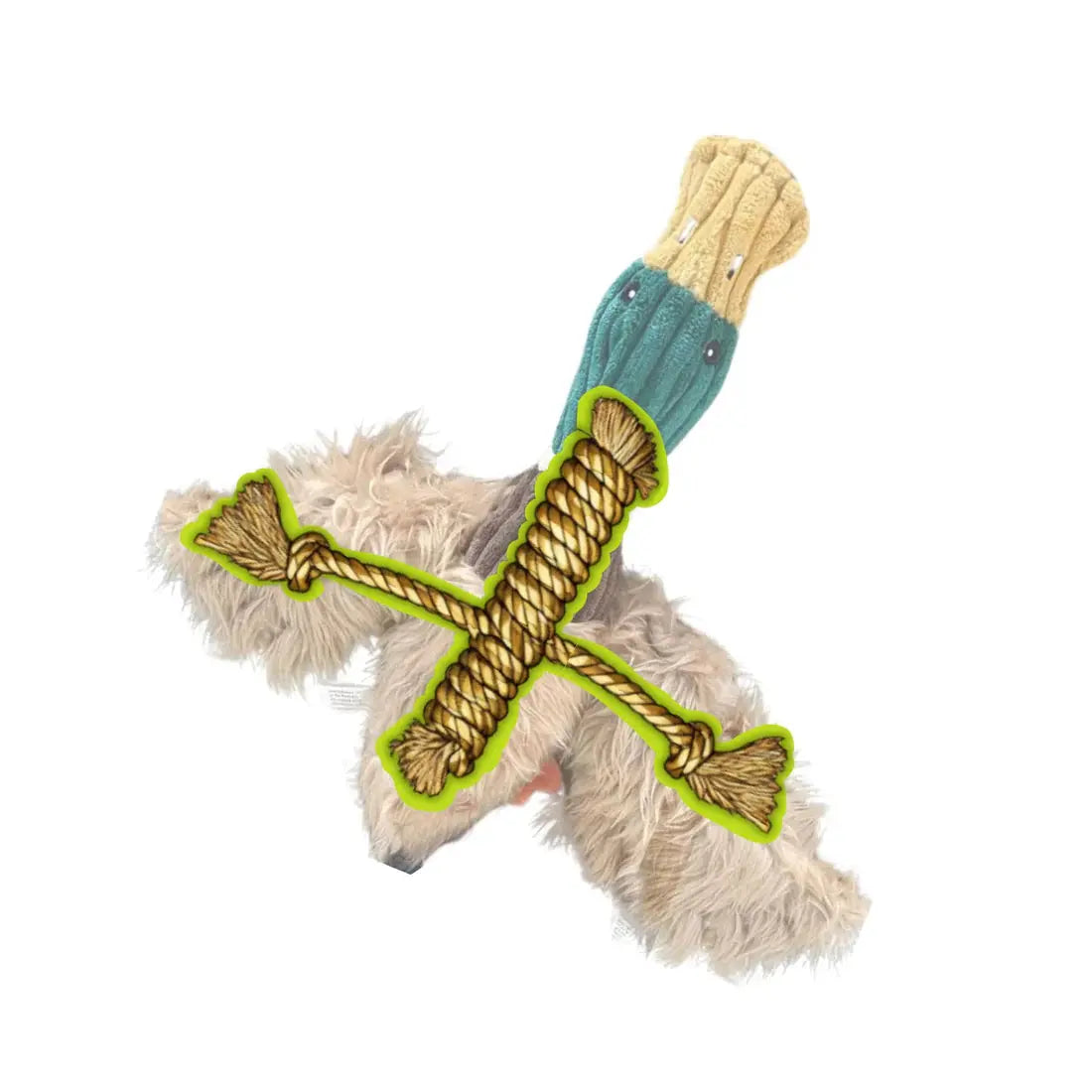 HuggleHounds Drake Duck X-Brace Tough Squeaky Plush Dog Toy HuggleHounds