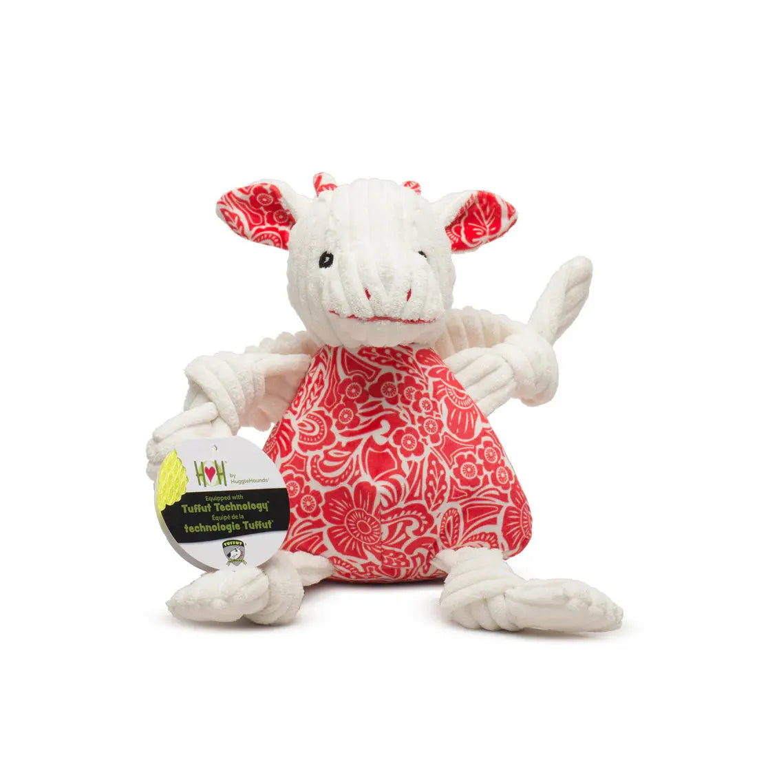 HuggleHounds Durable Plush Corduroy Knottie Squeaky Dog Toy HuggleHounds