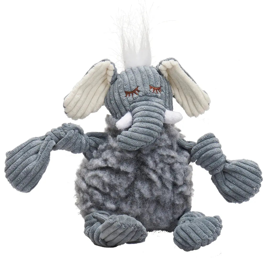 HuggleHounds Ellamae Elephant HuggleFleece FlufferKnottie Plush Dog Toy HuggleHounds