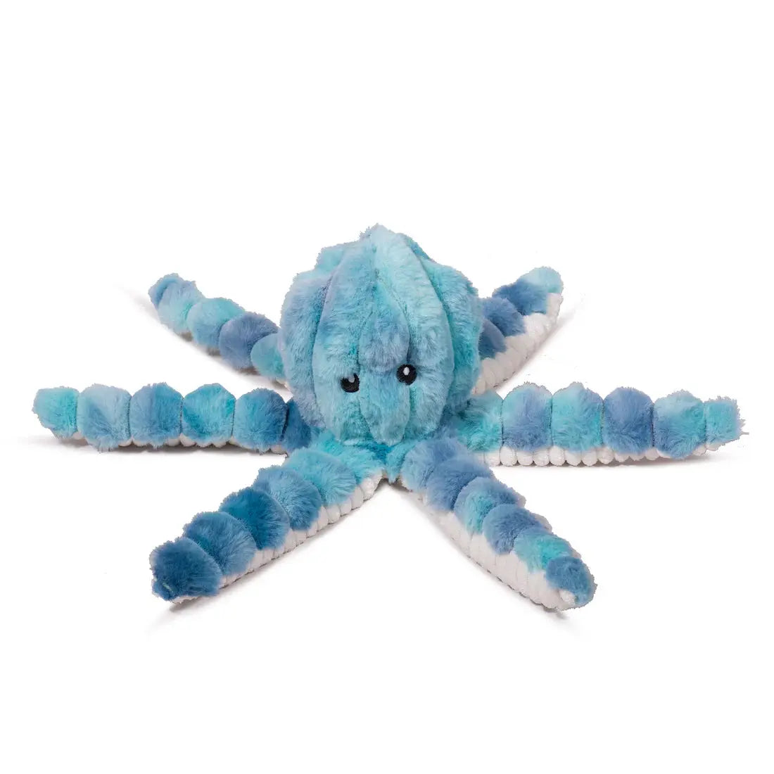 The HuggleHounds X-Brace Calamaro Large Dog Tots is a plush blue and white octopus toy with soft, segmented arms and small black eyes, made by HuggleHounds.