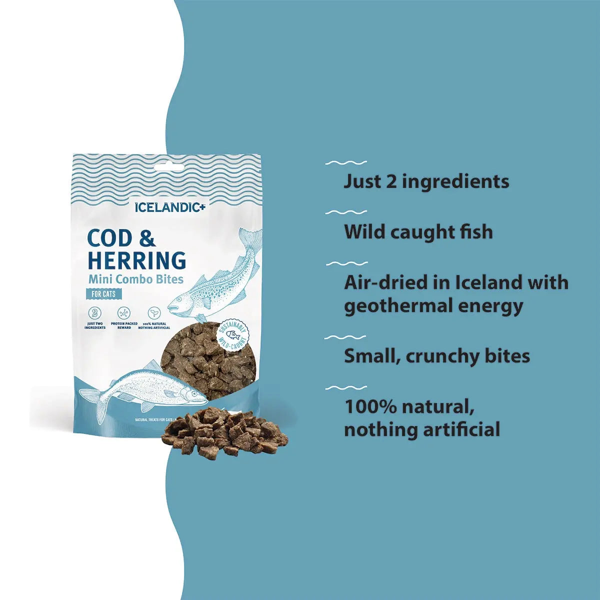 Icelandic+ Cod & Herring Mini Combo Bites Treats For Cats 1.7 oz Icelandic+